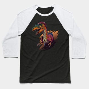 Velociraptor Dinosaur Vivid Colors Baseball T-Shirt